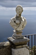 Marble bust at Terrazza dell'Infinito of Villa Cimbrone, Ravello, Amalfi Coast, Costiera