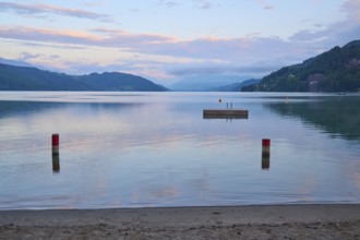 Lake, reflection, sky, clouds, twilight, sunrise, summer, Lake Millstatt, Döbriach, Carinthia,