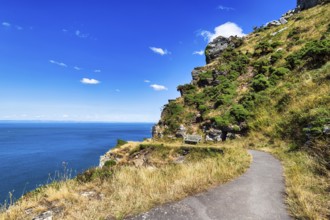 South West Coast Path, coastal path, Valley of the Rocks, rocky coast in Exmoor National Park,