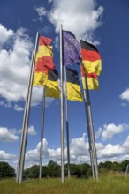 Flag of the European Union, German flag, Karlsruhe, Baden-Württemberg, Germany, Europe