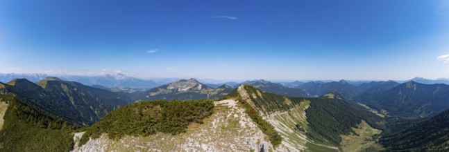 Drone shot, panorama shot, mountain landscape, Gruberhorn with Regenspitz, Osterhorngruppe,