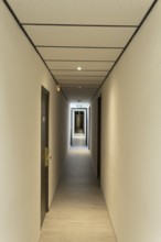 Corridor of rooms in a hotel. Nievre departement. France