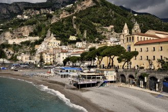 View of the village Amalfi, Amalfi Coast, Costiera Amalfitana, Province of Salerno, Campania,