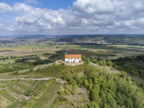 Aerial view of the Wurmlingen Chapel, Wurmlingen, near Tübingen, Baden- Württemberg, Germany,