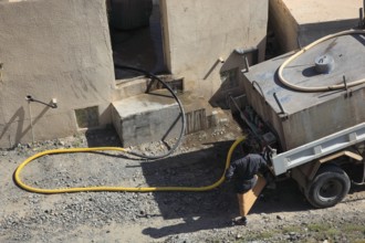 Drinking water delivery by truck in Bahla. The oasis town of Bahla is one of the oldest royal towns