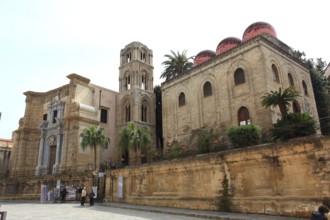 Old town of Palermo, on the right the church of San Giovanni degli Eremiti is a Norman church