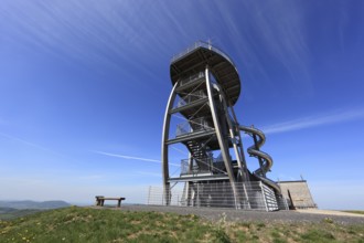 Noah's Sails lookout tower at Ellenbogen, 813 m. high mountain of the Rhoen in the district of