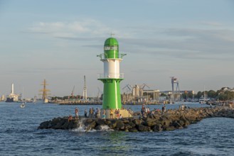 Pier lights at the mouth of the Warnow, Baltic Sea, Lower Warnow, Hanse Sail, Warnemünde, Rostock,