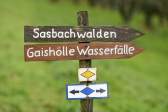 Signpost near Sasbachwalden, Ortenaukreis, Black Forest, Baden-Württemberg, Germany, Europe