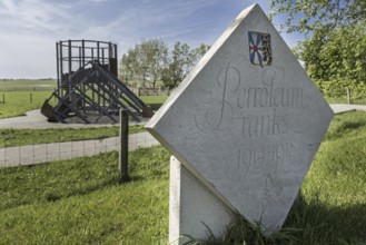 Albertina memorial in front of reconstruction of the Petrol Tanks close to the Dodengang, Boyau de