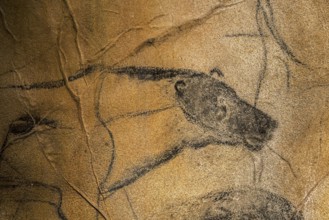 Replica of prehistoric rock paintings of the Chauvet Cave, Chauvet-Pont-d'Arc Cave, Ardèche,