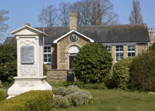 War memorial and village hall former school, Westleton, Suffolk, England, UK