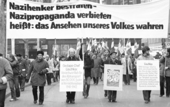 Organisations of French Jews and German Nazi victims demonstrated for a condemnation of Gestapo and