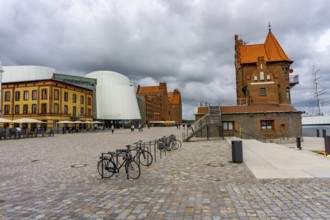 Stralsund city harbour, old town, maritime museum, harbour office, pilot house, Stralsund