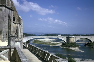 Bridge over the Rhone in Pont Saint Esprit, Gard, France 1974