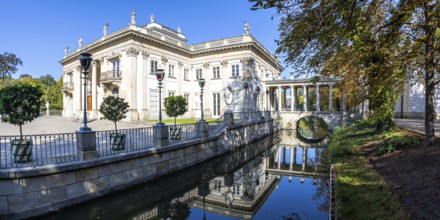 Lazienki Palace panorama on the island in Lazienki Park in Warsaw, Poland, Europe