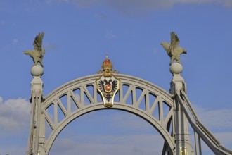 Salzach Bridge, Art Nouveau, over Salzach, pillars from the Austrian side, Laufen an der Salzach,