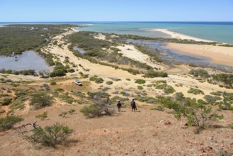 Hiker near Cape Perón, François Péron National Park, near Denham, Shark Bay, State of Western