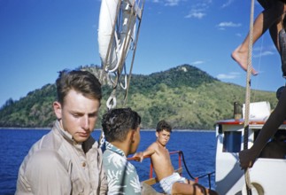 Melbourne Grammar School expedition to Queensland, Australia, 1956 Boys on a sailing yacht thought