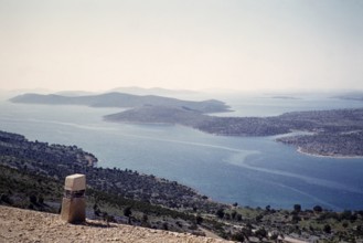 Adriatic coastal landscape south of Sibenik, Croatia, former Yugoslavia, Europe 1960, Europe