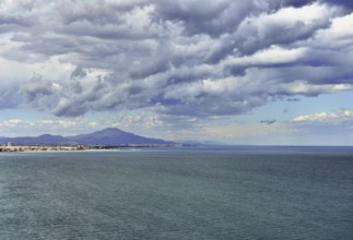 Seascape with a view of the Spanish town of Peniscola