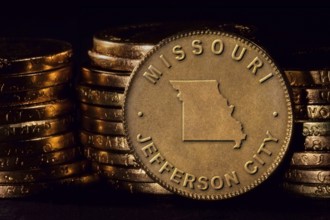 Golden Coin with Map of Missouri, Gold Coin Design