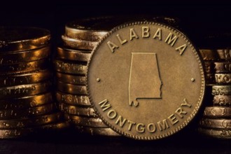 Golden Coin with Map of Alabama, Gold Coin Design