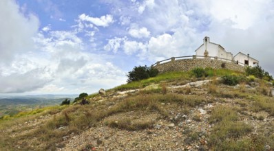 Landscape with Ermita monastery in Spain. View of the sea from the mountain