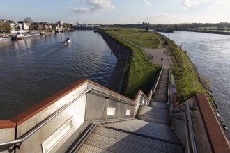 Haniel steps on the Friedrich Ebert Bridge, Rhine Bridge, access to Mercator Island, Ruhrort,