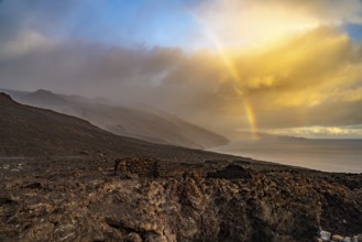 Rainbow on the Punta de la Orchilla peninsula, El Hierro, Neric Islands, Spain, Europe