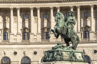 The equestrian statue of Prince Eugene in front of the Neue Burg in Vienna, Austria, Europe