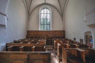 Benches in a side section for mayors and councillors in the High Gothic church of St Martin,