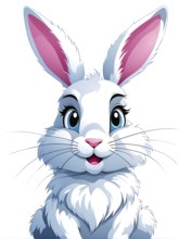 A simple cartoon Easter bunny with a white background, abstract illustration, AI generated