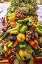 Fruit and vegetables as offerings for the Bajada, Parroquia Nuestra Señora de la Salud church in