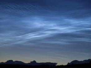 Cloud Formation, with pillow like layers, after summer thunderstorm, at dusk, Hesse, Germany,