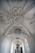 Cloister with 17th century stucco work, in the Dominican convent of Wettenhausen, 12th century,