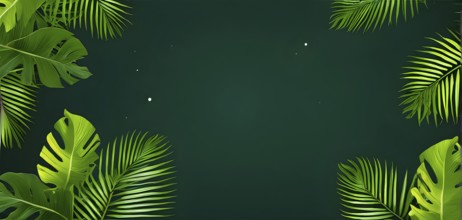 Collection of tropical leaves, foliage plant in green color with space background, AI generated