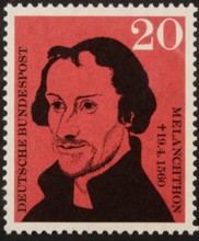 Philip Melanchthon (1497-1560) a German theologian, humanist and reformer. Portrait on a German