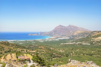 View of Falasarna beach and coastline, Chania, Crete, Greek Islands, Greece, Europe