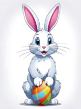 A simple cartoon Easter bunny with a white background, abstract illustration, AI generated