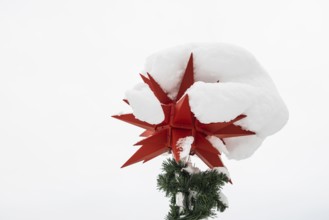 Star covered with snow, Freiburg im Breisgau, Black Forest, Baden-Württemberg, Germany, Europe