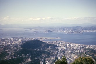 View over the city of Rio de Janeiro, Brazil, South America 1962 to Guanabara Bay, South America