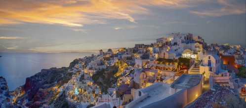 Panorama Evening atmosphere Oia Santorini Greece