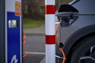 E-vehicle Hyundai IONIQ 5 at EnBW charging station for electric cars, charging station, e-filling