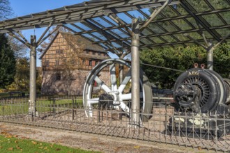 Historic single-crank compound steam engine in Bodenwerder, Lower Saxony, Germany, Europe