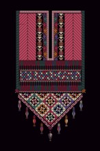 Embroidery vector Tatreez template, Palestinian fashion neck ornament