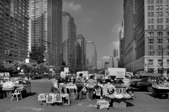 Sales stand for caps and T-shirts Downtown, New York City, USA, North America