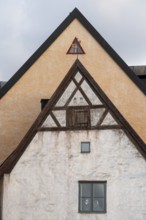 Houses with pointed gables and half-timbered houses, old town centre, Hanseatic city of Visby,