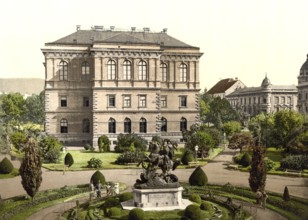 Agram, now Zagreb, Academy Palace, with St. George Monument, by Fernkorn, Croatia, Austro-Hungary,