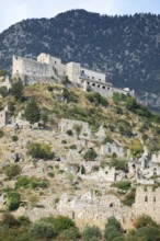 Byzantine ruined city of Mystras or Mistra on the Taygetos Mountains, UNESCO World Heritage Site,